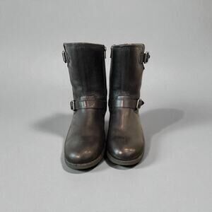 UGG Women's Sz 10 Boots Black Chaney Biker Leather 1007748